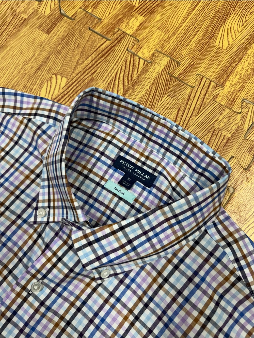 Peter Millar Crown Crafted Flex Finish Plaid Dress Sport Shirt Mens XL $250 Golf
